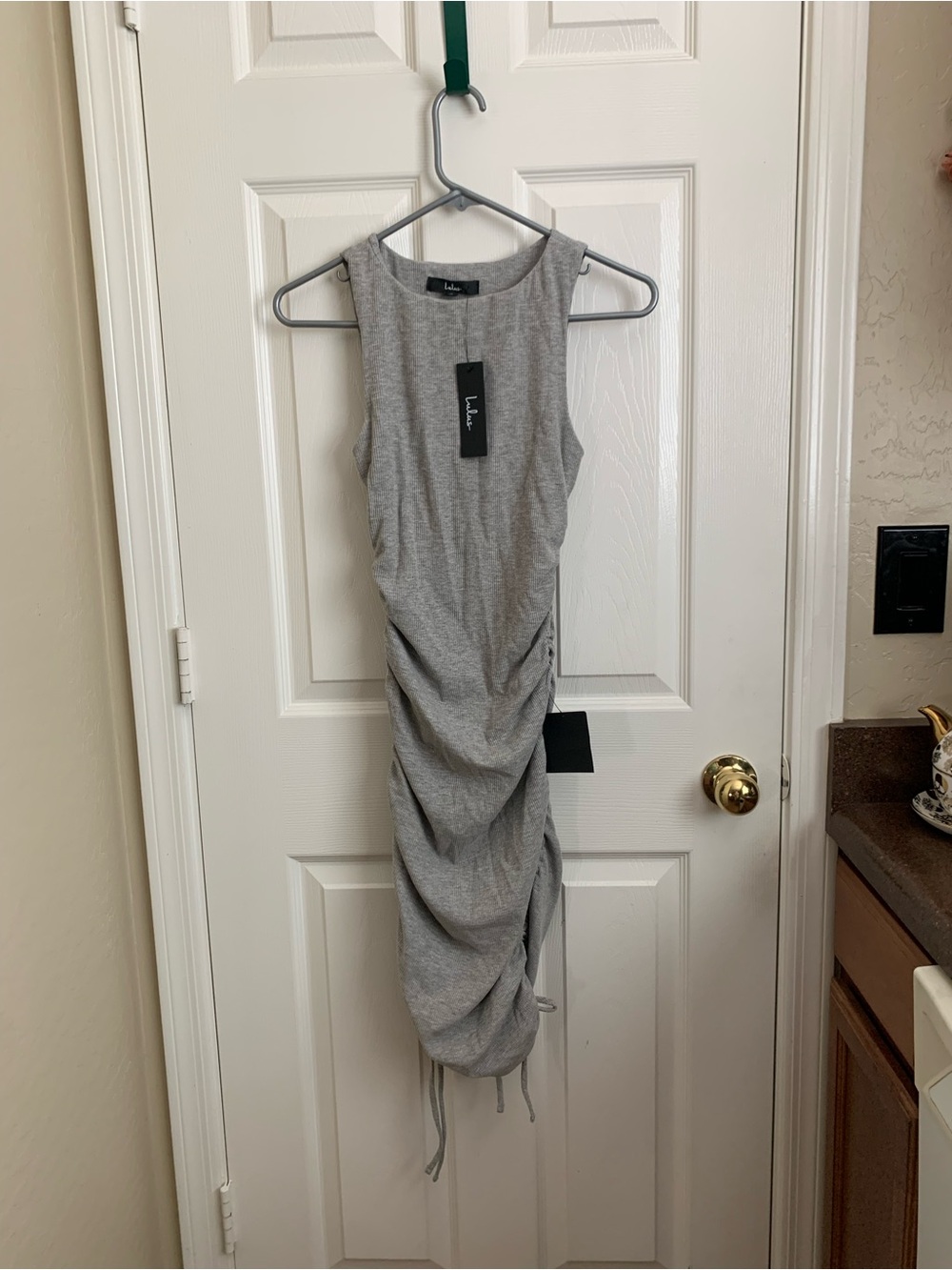 Lulu's Light Gray Ruched Tank Midi Dress